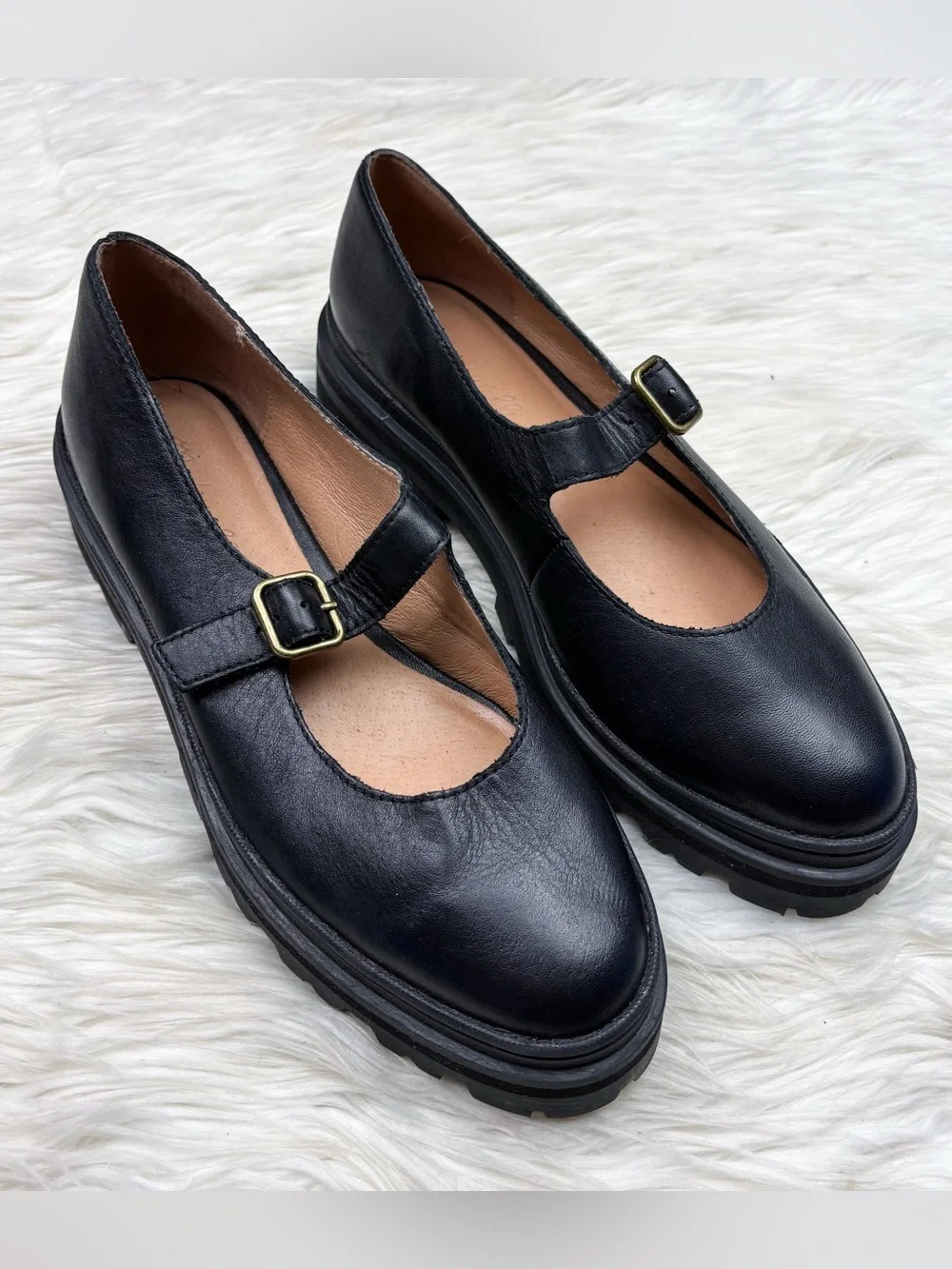Madewell The Freya Platform Lugsole Mary Jane True Black Leather Size 8.5 - Picture 2 of 12